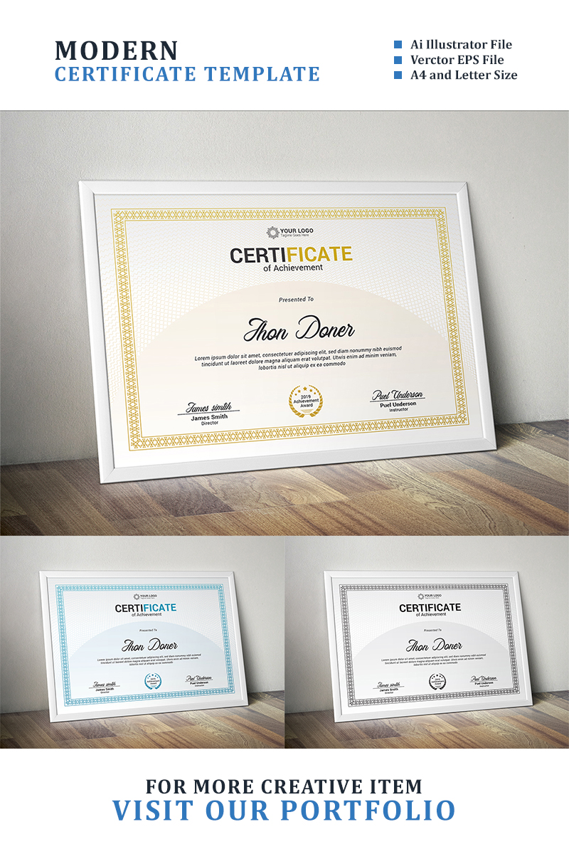 Modern Diploma, Achievement Template de Certificado №89052 - captura de tela