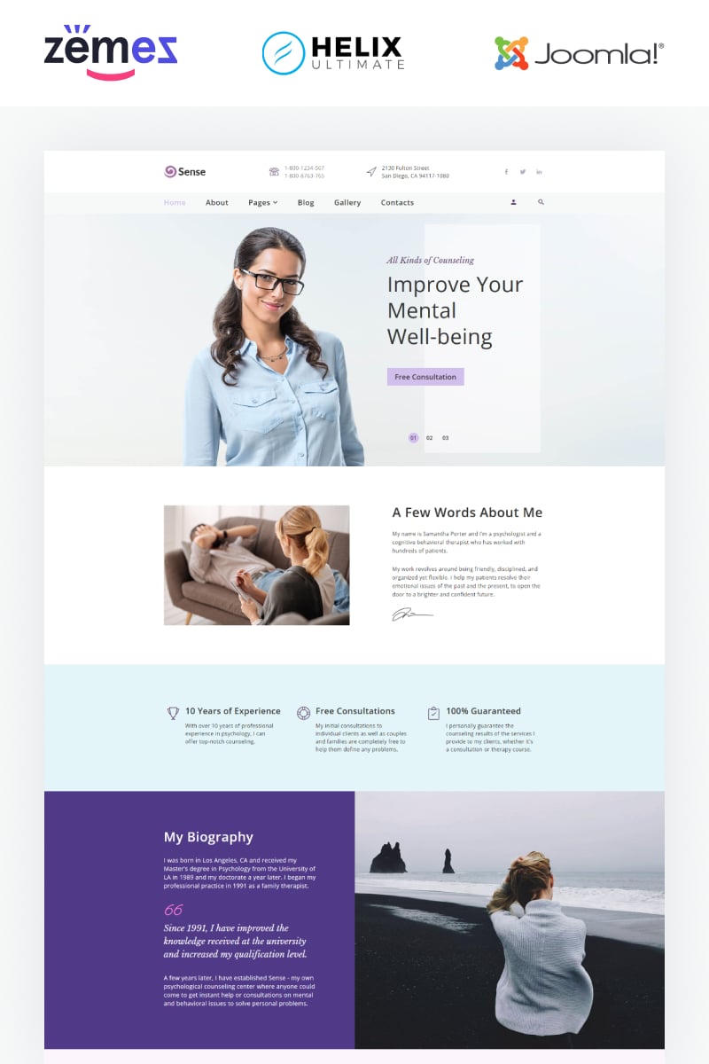 Responsive Sense - Psychologist Multipage Clean Joomla #89037