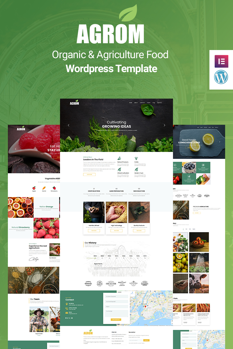 "Agrom - Organic & Agriculture Food" - адаптивний WordPress шаблон №89164