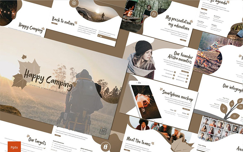 Happy Camping PowerPoint template PowerPoint Template