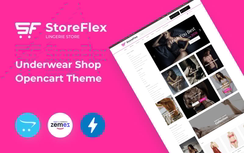 Plantilla OpenCart "StoreFlex Lingerie Website Template for Underwear Shop" #89210