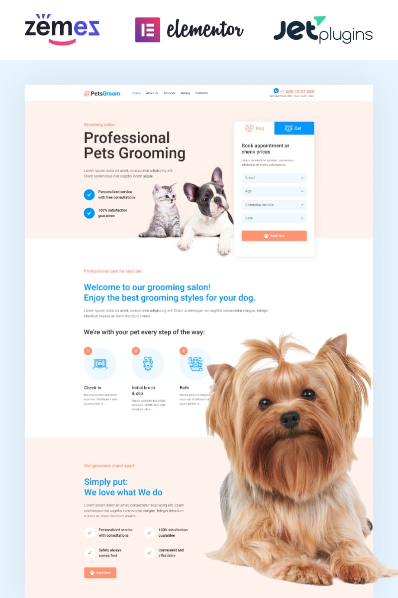 Responsywny motyw WordPress PetsGroom - Dog & Cat Grooming #89254 - zrzut ekranu