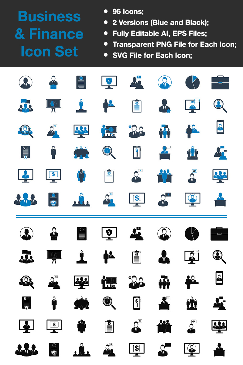 Plantilla De Conjunto De Iconos "Business & Finance - Premium Vector" #89335 - captura de pantalla