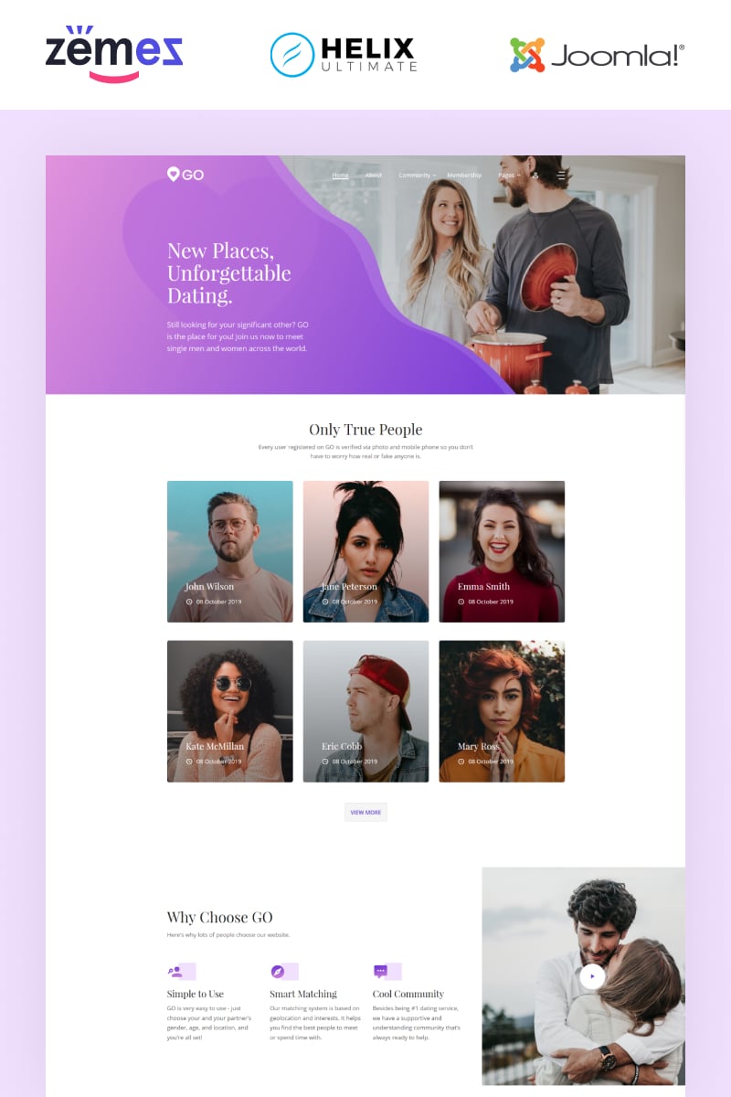 GO - Dating Multipage Elegant Template Joomla №89422