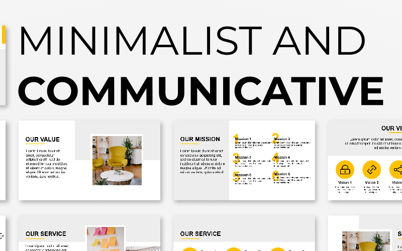 Minimalist and Communicative Presentation PowerPoint template PowerPoint Template