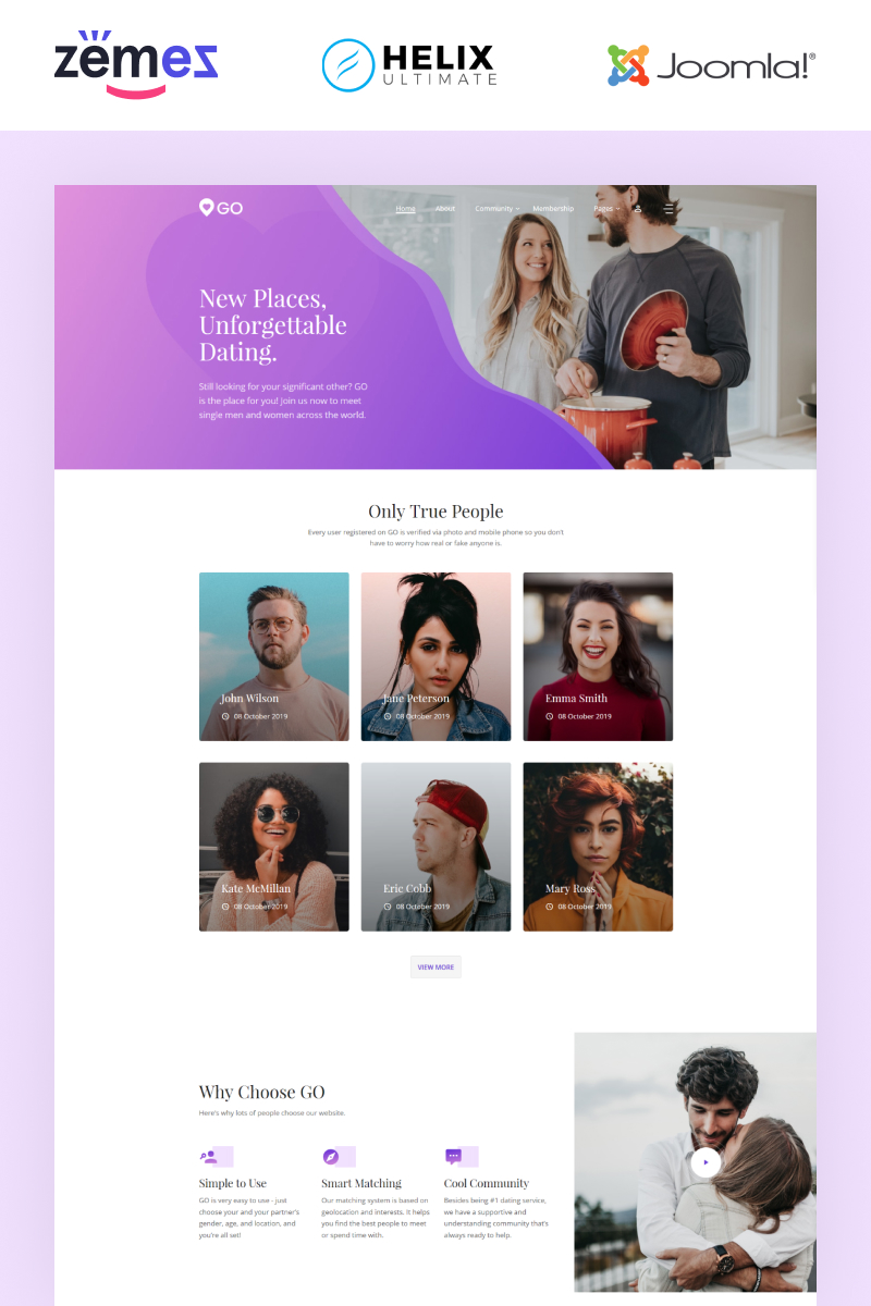 Plantilla Joomla "GO - Dating Multipage Elegant" #89422 - captura de pantalla