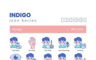 98 Allergy Icons - Indigo Series Set