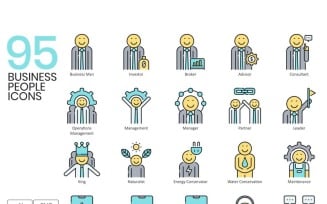 95 Business People Icons - Aqua Series Set