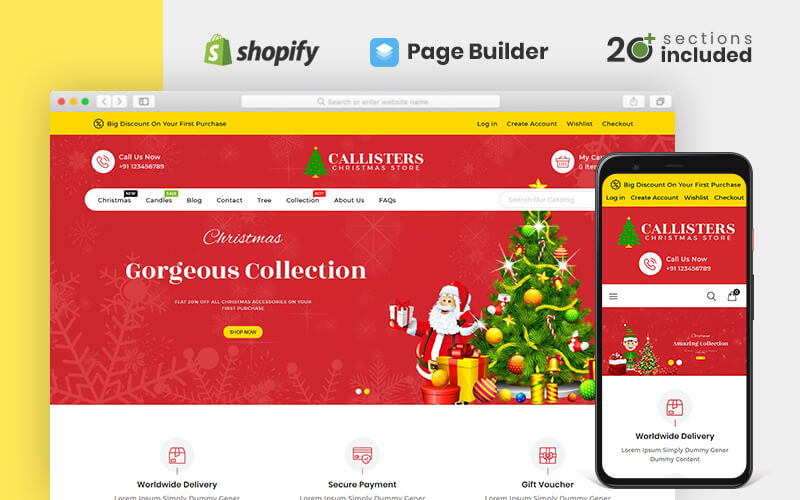 "Callisters Gift Store" - адаптивний Shopify шаблон №89584