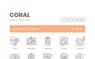 95 Casino Icons - Coral Series Set