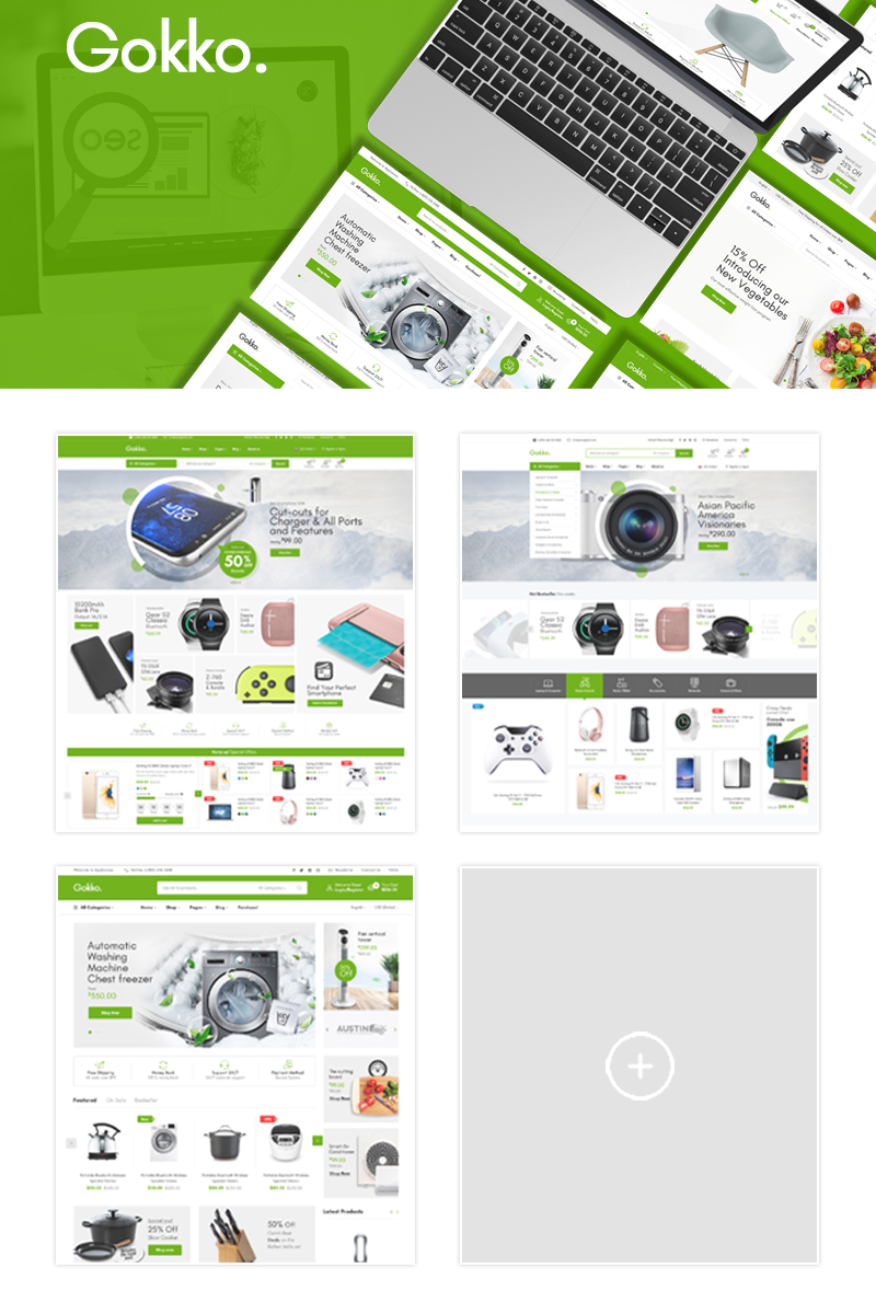 "Gokko - Fully Responsive and RTL supported" - адаптивний Magento шаблон №89589