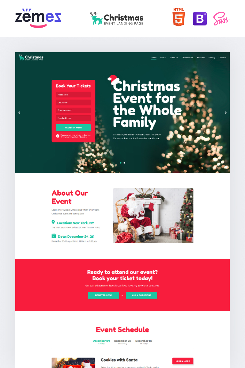 "Lintense Christmas - Event Creative HTML" Responsive Landingspagina Template №89582 - screenshot