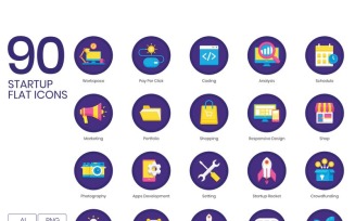 90 Startup Icons - Orchid Series Set