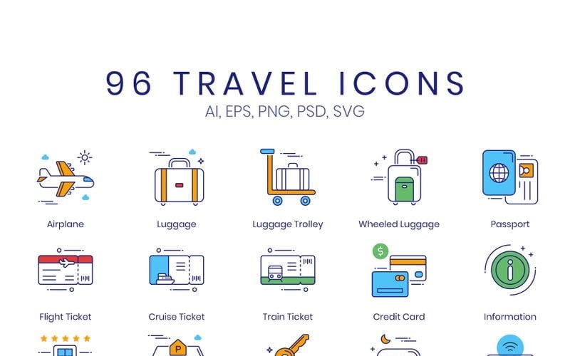 96 Travel Icons - Hazel Series Set Icon Set
