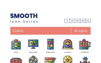90 Casino Icons - Smooth Series Set