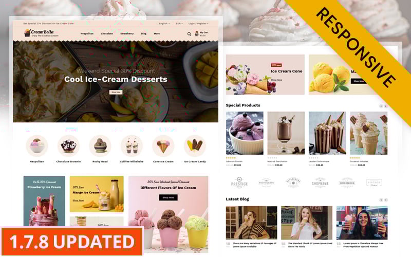 CreamBella - Ice Cream Shop PrestaShop Theme