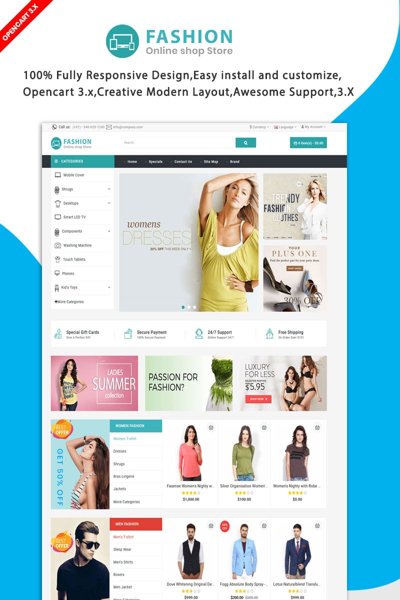 "Fashion Multipurpose" Responsive OpenCart Template №89653 - screenshot