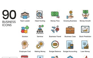 90 Business Icons - Vivid Series Set
