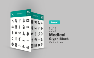50 Medical Glyph Icon Set