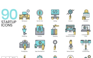 90 Startup Icons - Aqua Series Set