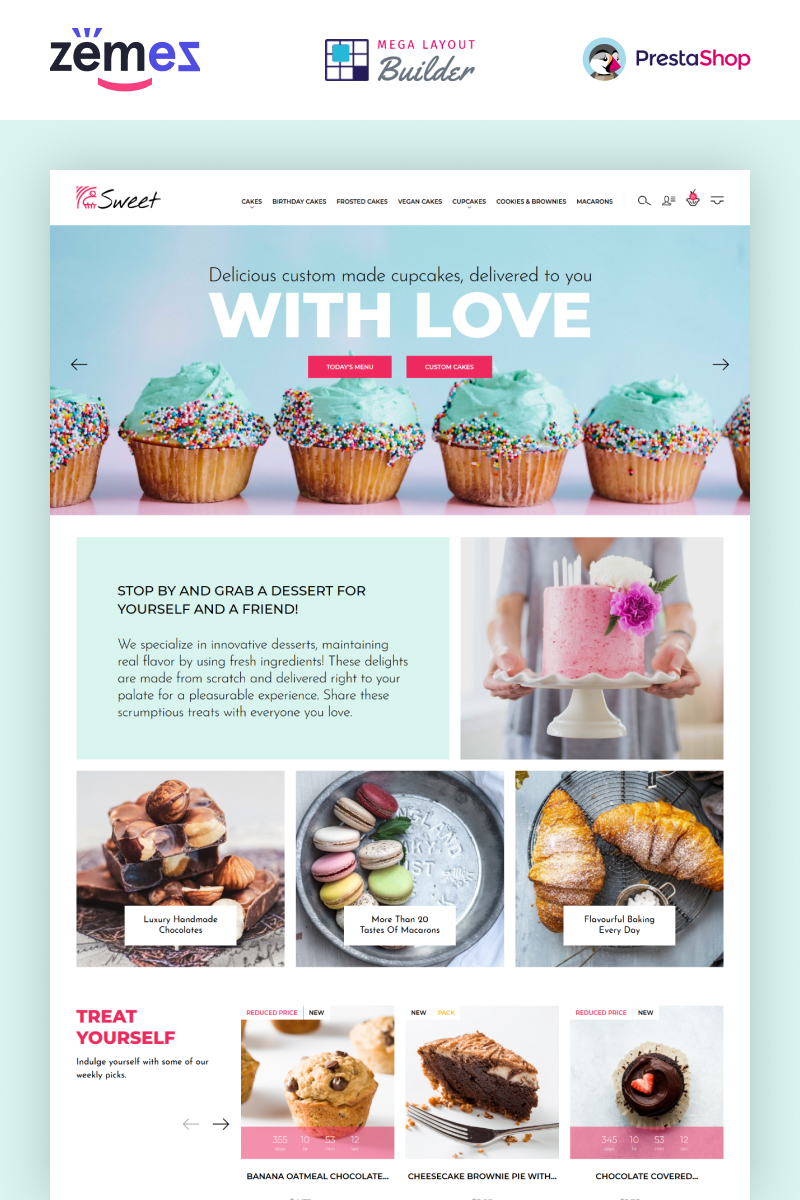 Sweet Dreams - Cake Shop PrestaShop Template №89662