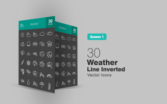 30 Weather Line Inverted Icon Set