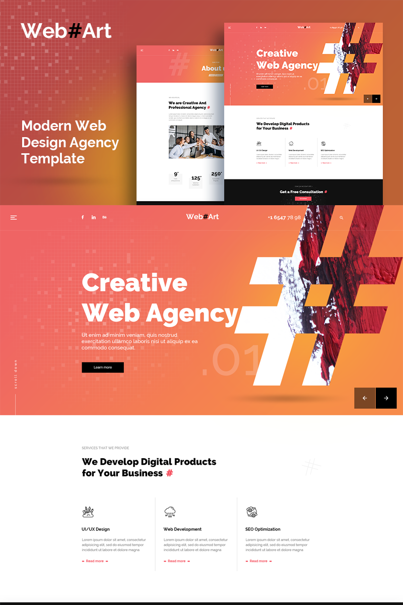 "WebArt - Web Design Simple Creative" PSD Template №89651 - screenshot