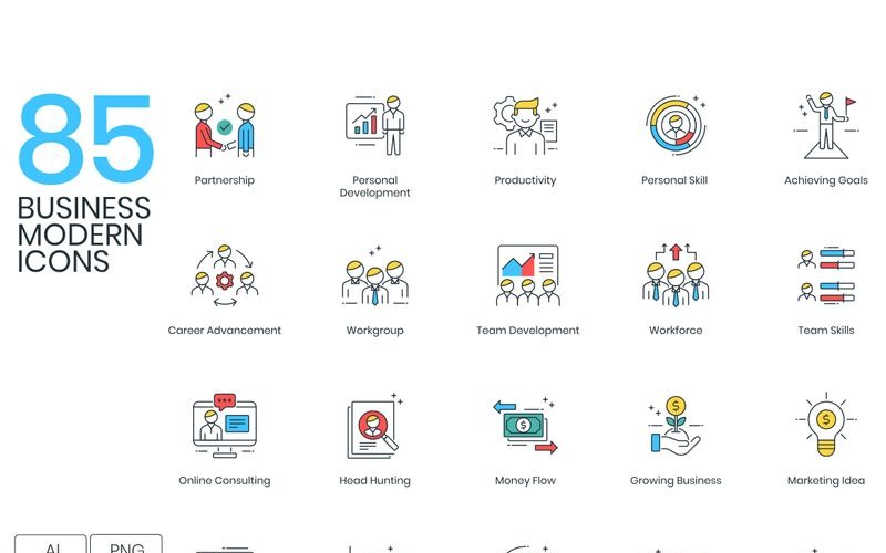 85 Business Icons - ColorPop Series Set Icon Set