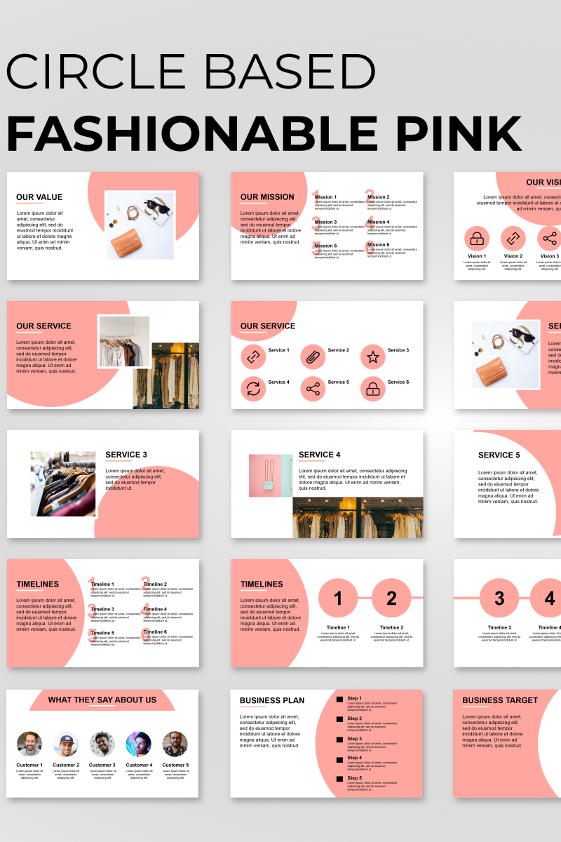"Circle Based Fashion Presentation" PowerPoint Template №89835 - screenshot