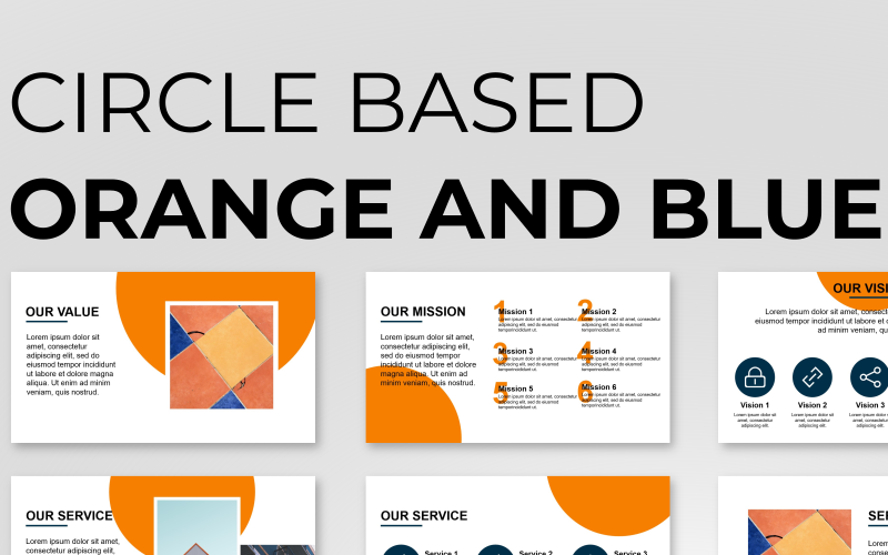 Circle Based Orange Presentation PowerPoint template PowerPoint Template