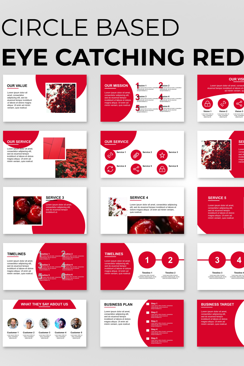 "Circle Based Red Presentation" PowerPoint Template №89834 - screenshot