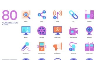 80 Communication Icons - Violet Series Set