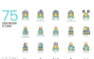 75 Disorder Icons - Aqua Series Set