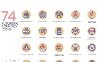 74 Futuristic Icons - Butterscotch Series Set