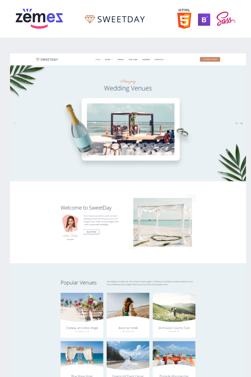 Plantilla Web "SweetDay - Wedding Venue Agency" #89829