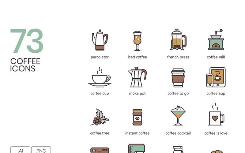 73 Coffee and Cafe Icons Set Icon Set
