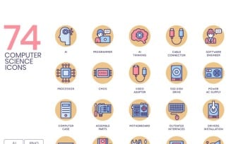 74 Computer Science Icons - Butterscotch Series Set