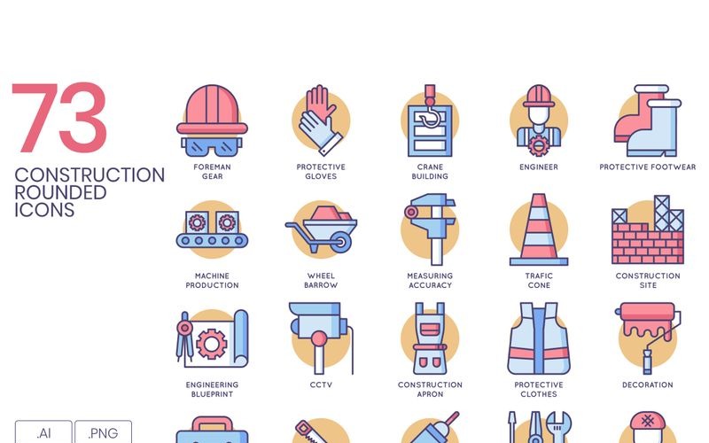 73 Construction Icons - Butterscotch Series Set Icon Set