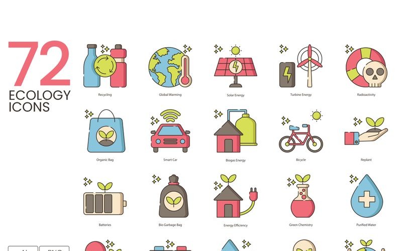 72 Ecology Icons - Hazel Series Set Icon Set