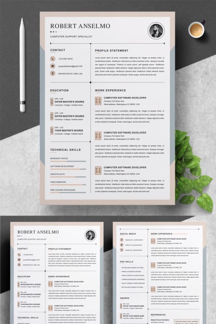 Template #90185 Resume 2 Webdesign Template - Logo template Preview