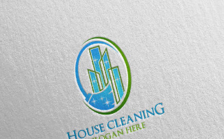 Cleaning Service with Eco Friendly 7 Logo Template