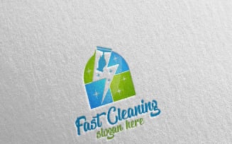 Cleaning Service with Eco Friendly 15 Logo Template