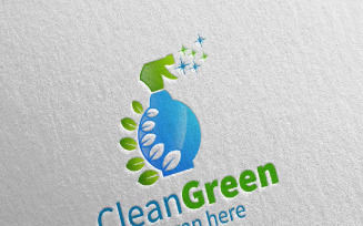 Cleaning Service with Eco Friendly 22 Logo Template