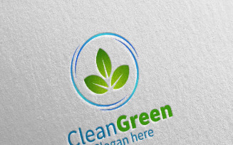 Cleaning Service with Eco Friendly 23 Logo Template