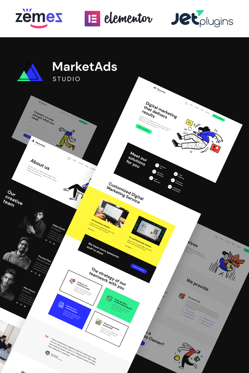 Responsywny motyw WordPress MarketAds - One of Modern Digital Marketing Templates #90259 - zrzut ekranu