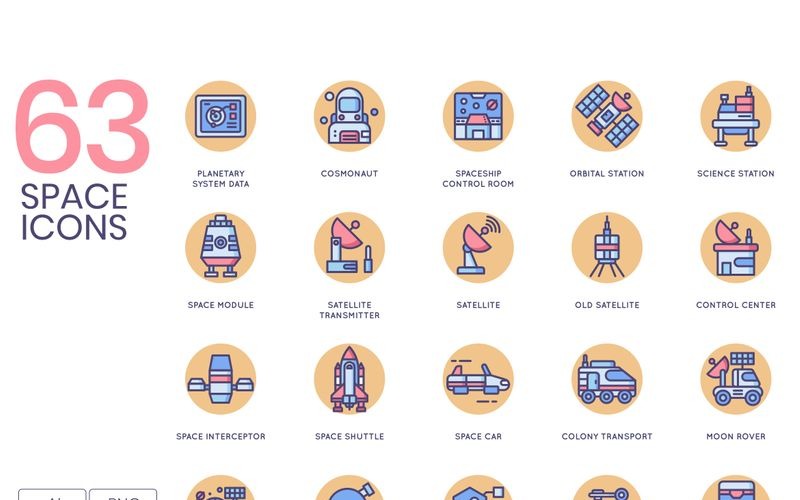 63 Space Icons - Butterscotch Series Set Icon Set
