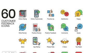 60 Customer Feedback Icons - Vivid Series Set