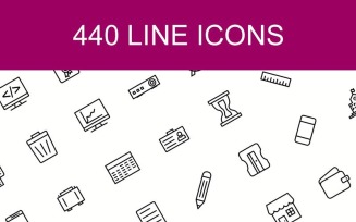 440 Line Icons in 14 Different Categories. Set