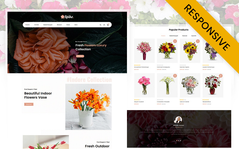 Spike - Fresh Flowers Store OpenCart Responsive Template OpenCart Template