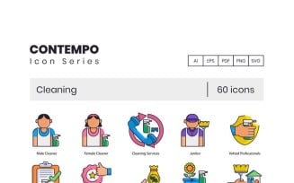 60 Cleaning Icons - Contempo Series Set